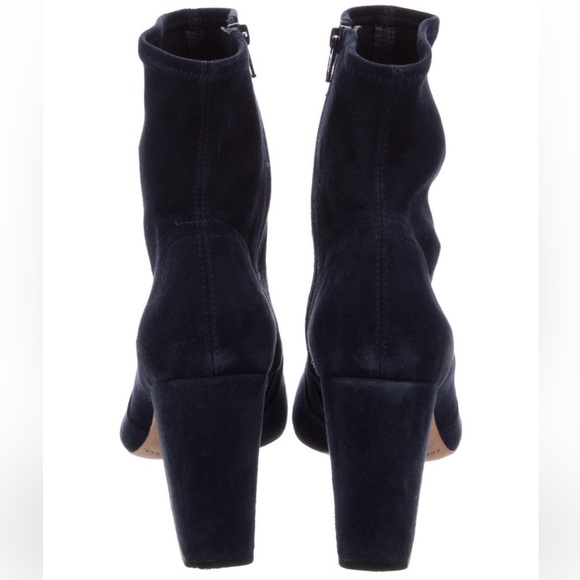 Loeffler Randall Dark Blue Suede Heeled Sock Booties - Picture 4 of 7